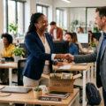 Employee leaving a job on good terms after resigning professionally