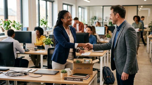 Employee leaving a job on good terms after resigning professionally
