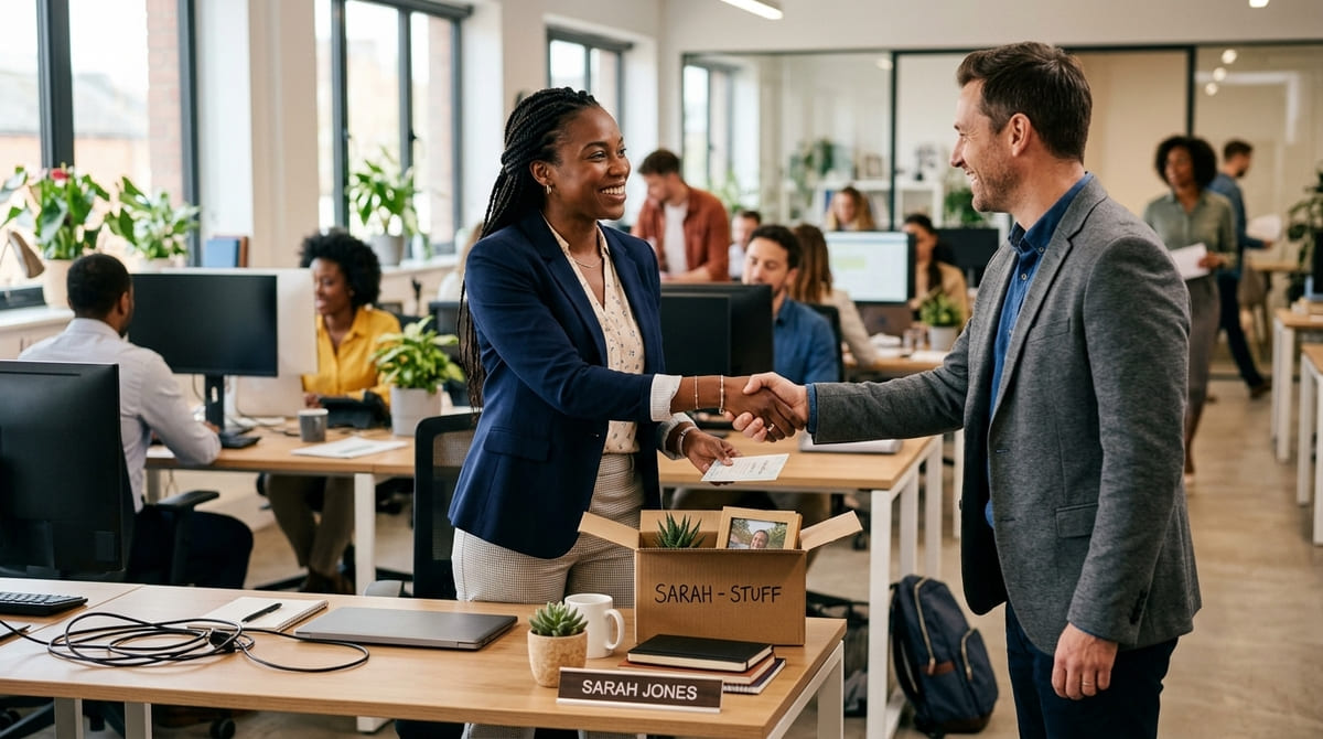 Employee leaving a job on good terms after resigning professionally