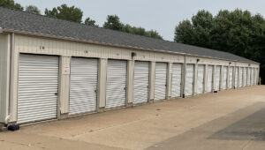 rows of drive-up self-storage units at an existing facility for sale