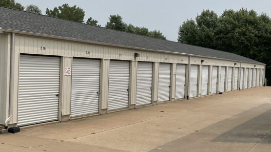 rows of drive-up self-storage units at an existing facility for sale