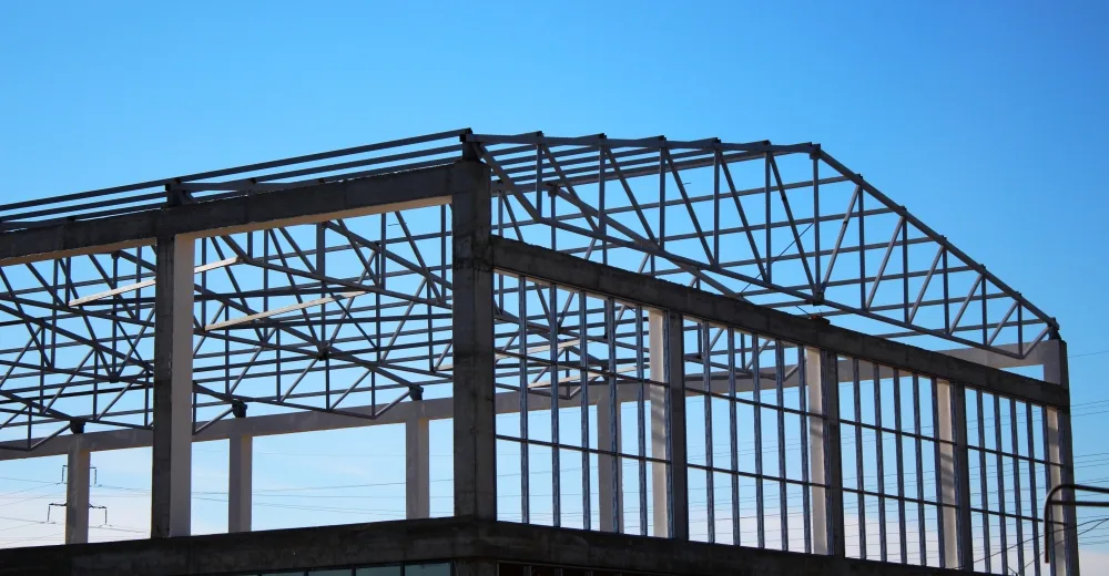 self-storage facility under construction with steel building framing