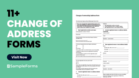 Change-of-address form beside a credit card and a small fee receipt