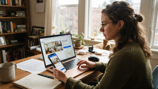 Renter checking a Zillow listing on a laptop to verify it is legitimate